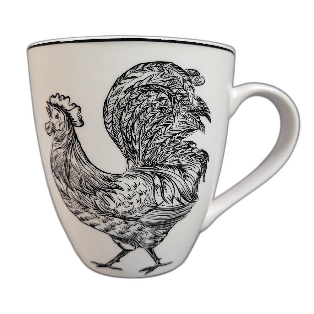 Pfaltzgraff Rooster Mug White and Black 18oz NEW